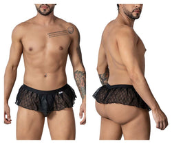 CandyMan 99901 Men's Underwear Geometric Mesh Thongs Color Black thumbnail 1