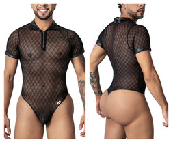 CandyMan Men's Underwear 99902 Geometric Mesh Bodysuit Color Black thumbnail 1