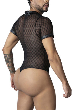 CandyMan Men's Underwear 99902 Geometric Mesh Bodysuit Color Black thumbnail 3