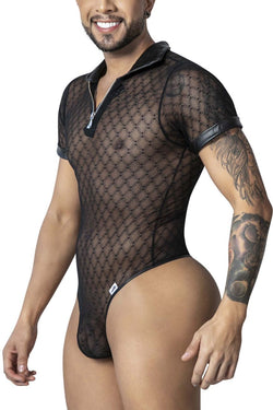 CandyMan Men's Underwear 99902 Geometric Mesh Bodysuit Color Black thumbnail 4