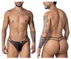 CandyMan Men's Underwear 99903 Geometric Mesh Thongs Color Black thumbnail 1