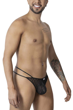 CandyMan Men's Underwear 99903 Geometric Mesh Thongs Color Black thumbnail 4