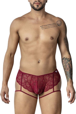 CandyMan Men's Underwear 99905 Garter Lace Briefs Color Burgundy thumbnail 2