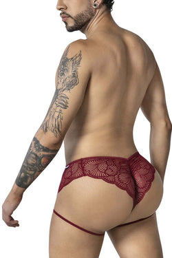CandyMan Men's Underwear 99905 Garter Lace Briefs Color Burgundy thumbnail 3