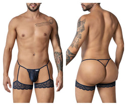 CandyMan Men's Underwear 99906 Garter Lace Thongs Color Navy thumbnail 1