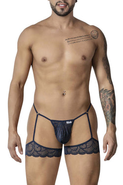CandyMan Men's Underwear 99906 Garter Lace Thongs Color Navy thumbnail 2
