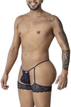 CandyMan Men's Underwear 99906 Garter Lace Thongs Color Navy thumbnail 4