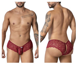 CandyMan 99907 Men's Underwear Lace Trunks Color Burgundy thumbnail 1