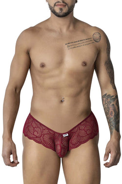 CandyMan 99907 Men's Underwear Lace Trunks Color Burgundy thumbnail 2