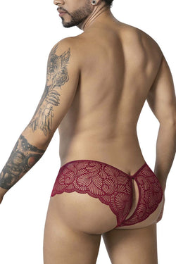CandyMan 99907 Men's Underwear Lace Trunks Color Burgundy thumbnail 3