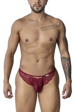 CandyMan Men's Underwear 99910 Lace Thongs Color Burgundy thumbnail 2
