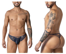 CandyMan Men's Underwear 99910 Lace Thongs Color Navy thumbnail 1
