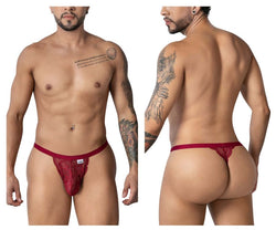 CandyMan Men's Underwear 99915 Lace Thongs Color Burgundy thumbnail 1