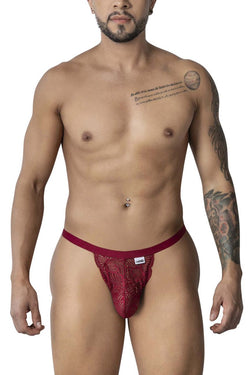 CandyMan Men's Underwear 99915 Lace Thongs Color Burgundy thumbnail 2