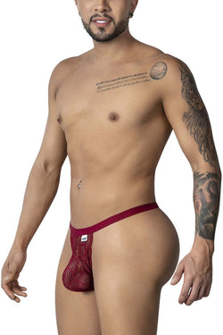 CandyMan Men's Underwear 99915 Lace Thongs Color Burgundy thumbnail 4