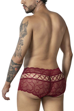CandyMan Men's Underwear 99916 Lace Trunks Color Burgundy thumbnail 3