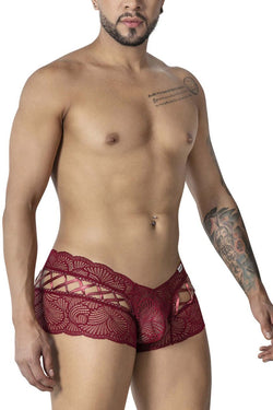 CandyMan Men's Underwear 99916 Lace Trunks Color Burgundy thumbnail 4
