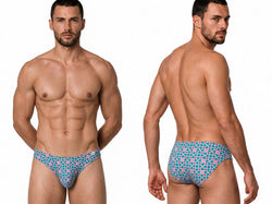 CandyMan 99923 Men's Underwear Printed Bikini Briefs Color Printed Blue thumbnail 1