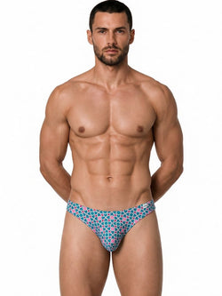 CandyMan 99923 Men's Underwear Printed Bikini Briefs Color Printed Blue thumbnail 2