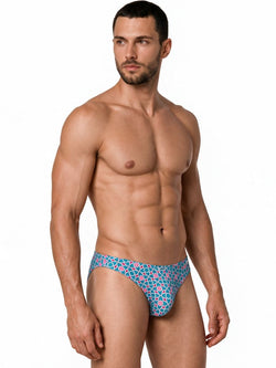 CandyMan 99923 Men's Underwear Printed Bikini Briefs Color Printed Blue thumbnail 4