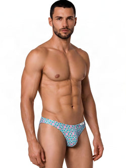 CandyMan 99924 Men's Underwear Printed Thong Color Printed Blue thumbnail 4