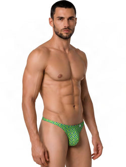 CandyMan 99924 Men's Underwear Printed Thong Color Printed Green thumbnail 4