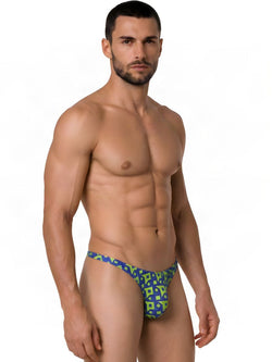CandyMan 99924 Men's Underwear Printed Thong Color Printed Navy thumbnail 4