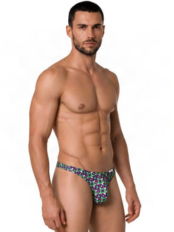 CandyMan 99924 Men's Underwear Printed Thong Color Printed Purple thumbnail 4