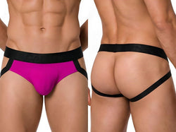 CandyMan 99925 Men's Underwear Supportive Strappy Jockstrap Color Magenta thumbnail 1