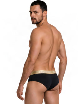 CandyMan 99932 Men's Underwear Sleek Contour Briefs Color Black-Gold thumbnail 3