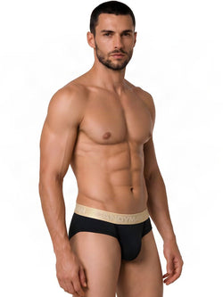 CandyMan 99932 Men's Underwear Sleek Contour Briefs Color Black-Gold thumbnail 4