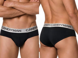 CandyMan 99932 Men's Underwear Sleek Contour Briefs Color Black-Silver thumbnail 1