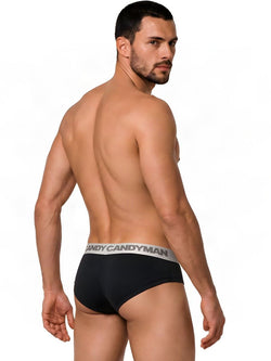 CandyMan 99932 Men's Underwear Sleek Contour Briefs Color Black-Silver thumbnail 3