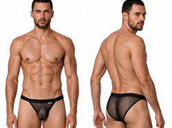 CandyMan 99933 Men's Underwear Seductive Mesh Bikini Color Black Mesh thumbnail 1