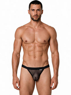 CandyMan 99933 Men's Underwear Seductive Mesh Bikini Color Black Mesh thumbnail 2
