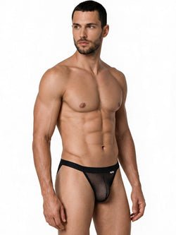 CandyMan 99933 Men's Underwear Seductive Mesh Bikini Color Black Mesh thumbnail 4