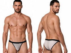 CandyMan 99933 Men's Underwear Seductive Mesh Bikini Color White Mesh thumbnail 1