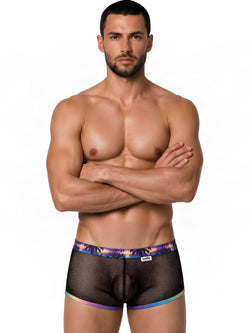 CandyMan 99934 Men's Underwear Breathable Mesh Tropical Trunks Color Black thumbnail 2