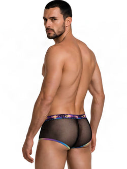CandyMan 99934 Men's Underwear Breathable Mesh Tropical Trunks Color Black thumbnail 3