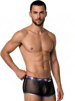 CandyMan 99934 Men's Underwear Breathable Mesh Tropical Trunks Color Black thumbnail 4