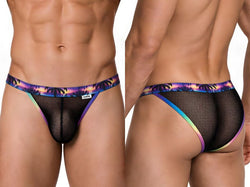 CandyMan 99935 Men's Underwear Tropical Mesh Low Rise Briefs Color Black thumbnail 1