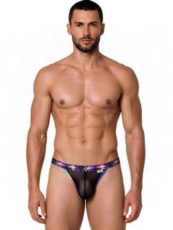 CandyMan 99935 Men's Underwear Tropical Mesh Low Rise Briefs Color Black thumbnail 2