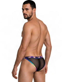 CandyMan 99935 Men's Underwear Tropical Mesh Low Rise Briefs Color Black thumbnail 3