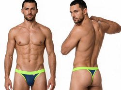 CandyMan 99942 Men's Underwear Sporty Athletic Thong Color Navy thumbnail 1