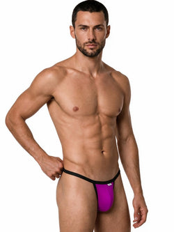 CandyMan 99948 Men's Underwear Sleek Minimalist Thongs Color Magenta thumbnail 4