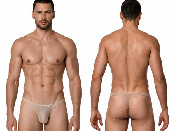 CandyMan 99954 Men's Underwear Sheer Mesh Thongs Color Beige Mesh