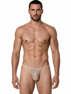 CandyMan 99954 Men's Underwear Sheer Mesh Thongs Color Beige Mesh thumbnail 2