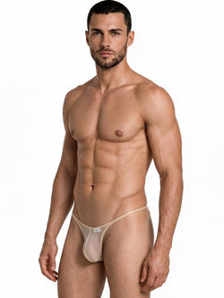 CandyMan 99954 Men's Underwear Sheer Mesh Thongs Color Beige Mesh thumbnail 4