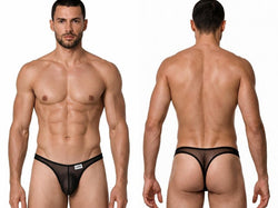 CandyMan 99954 Men's Underwear Sheer Mesh Thongs Color Black Mesh thumbnail 1