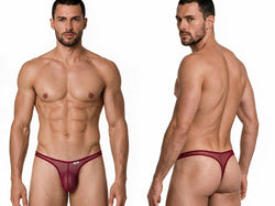 CandyMan 99954 Men's Underwear Sheer Mesh Thongs Color Burgundy Mesh thumbnail 1